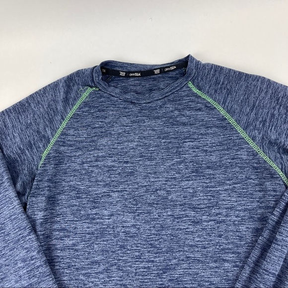 Tek Gear Dry Tek Tshirt Mens Blue Long Sleeve Crew Neck - Picture 3 of 7